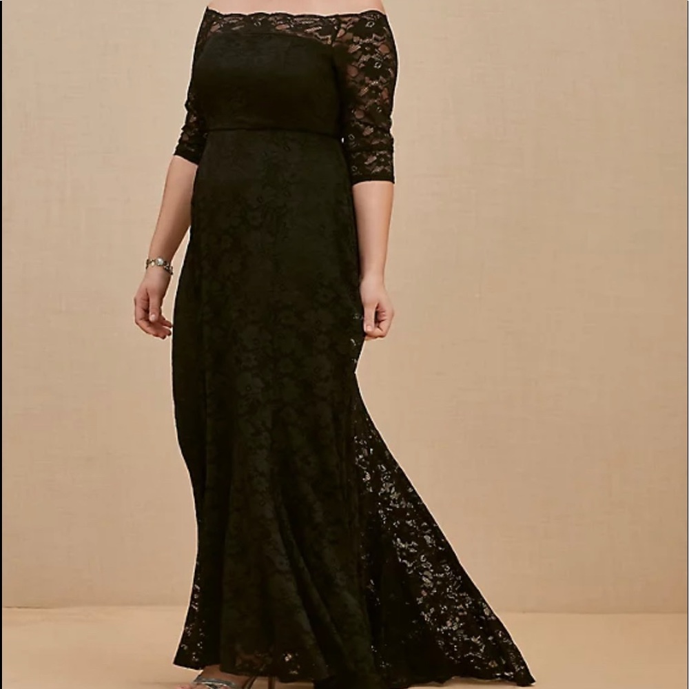 Torrid Black Lace Gown NWT